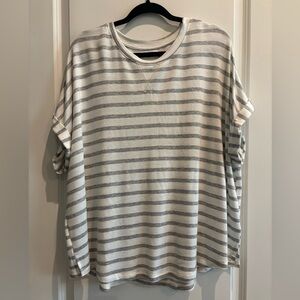 Maurices Gray and White Striped Short Sleeve Tee